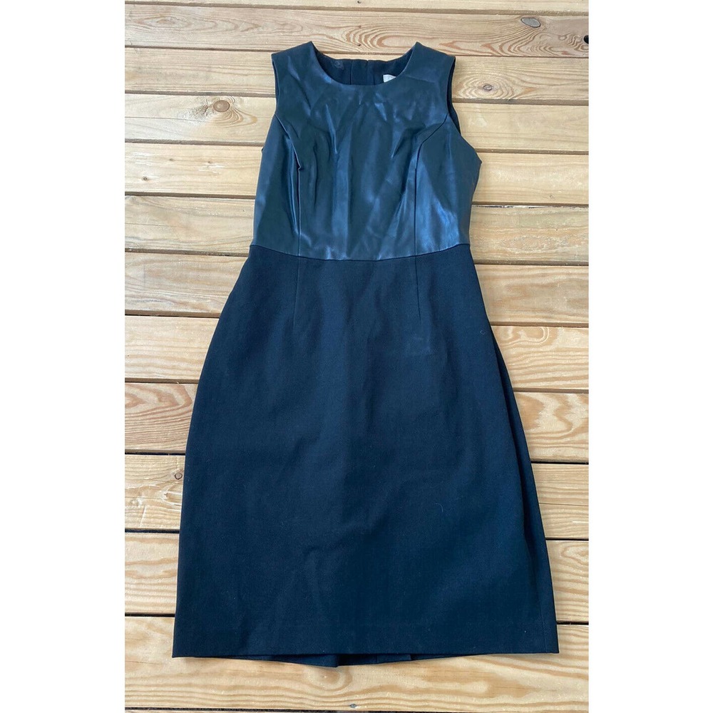 BANANA REPUBLIC Sleeveless Faux Leather Dress Sz 2 - Picture 1 of 8